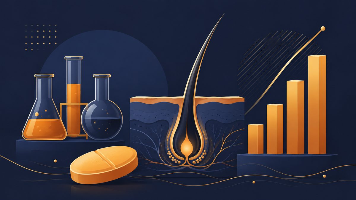 Ilustra&ccedil;&atilde;o sobre pesquisa cient&iacute;fica em queda de cabelo